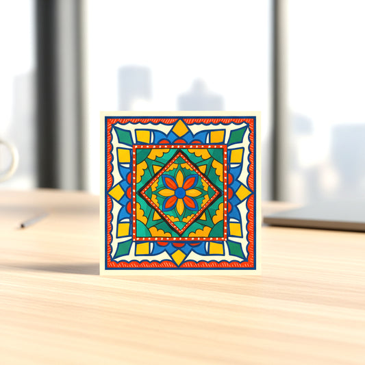 Mandala Art work – Square Photo Frame (Desk & Wall Display | In-Built Frame.