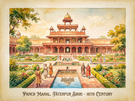 Panch Mahal FatehPur Sikri Wall Decor Frame. A4 size