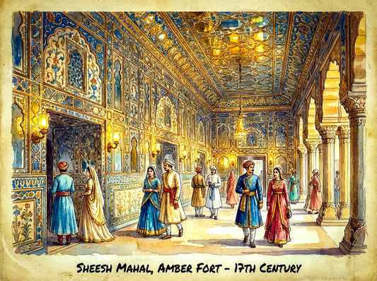 Sheesh Mahal Amber Fort 17th Century Wall Decor Frame. A4 size