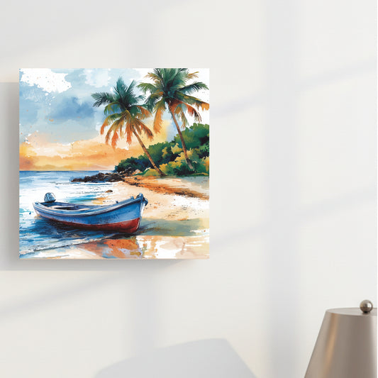 Tropical Beach Scene –7 Square Photo Frame (Desk & Wall Display | In-Built Frame | 6x6 (Copy)