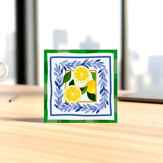Lemon Art work – Square Photo Frame (Desk & Wall Display | In-Built Frame)