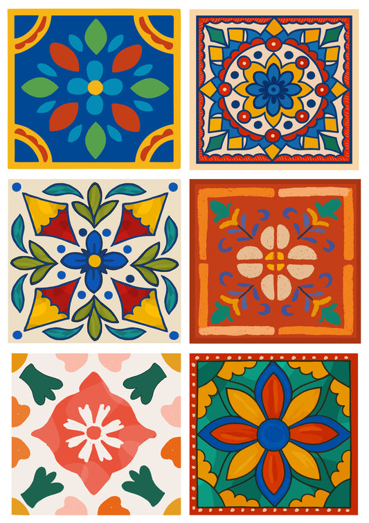 Vintage style tiles wall frame a4 size